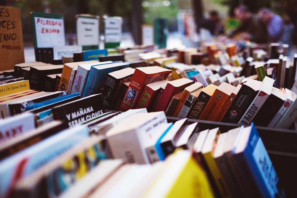 Books on sale outside.